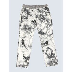 CABI Gray Marble Tie Dye Cotton Poplin Pull On Casual Pants Preppy Boho Size Med